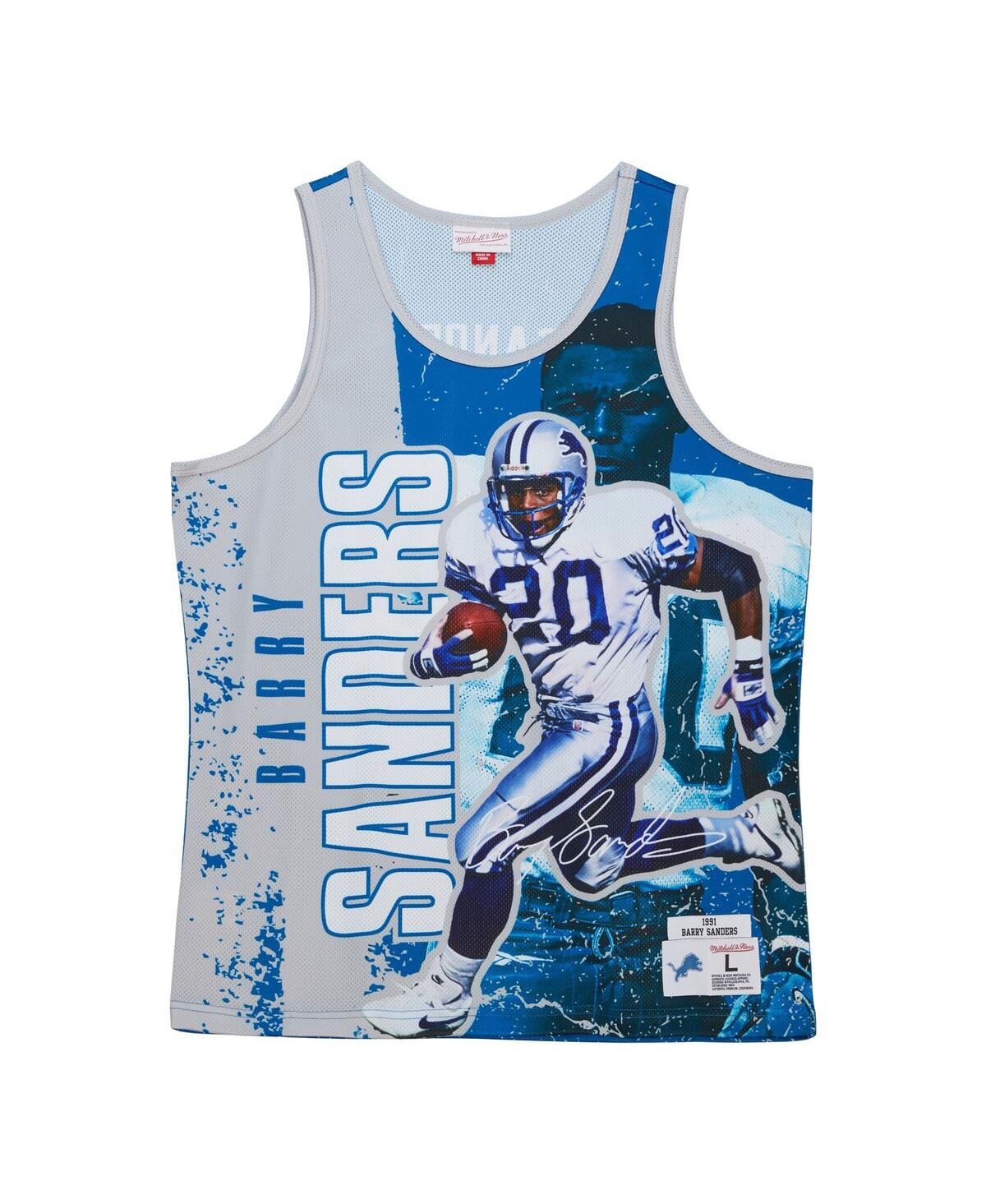 Men's Mitchell & Ness Barry SandersDetroit Lions 1991 Player Burst Tank Top - Blue
