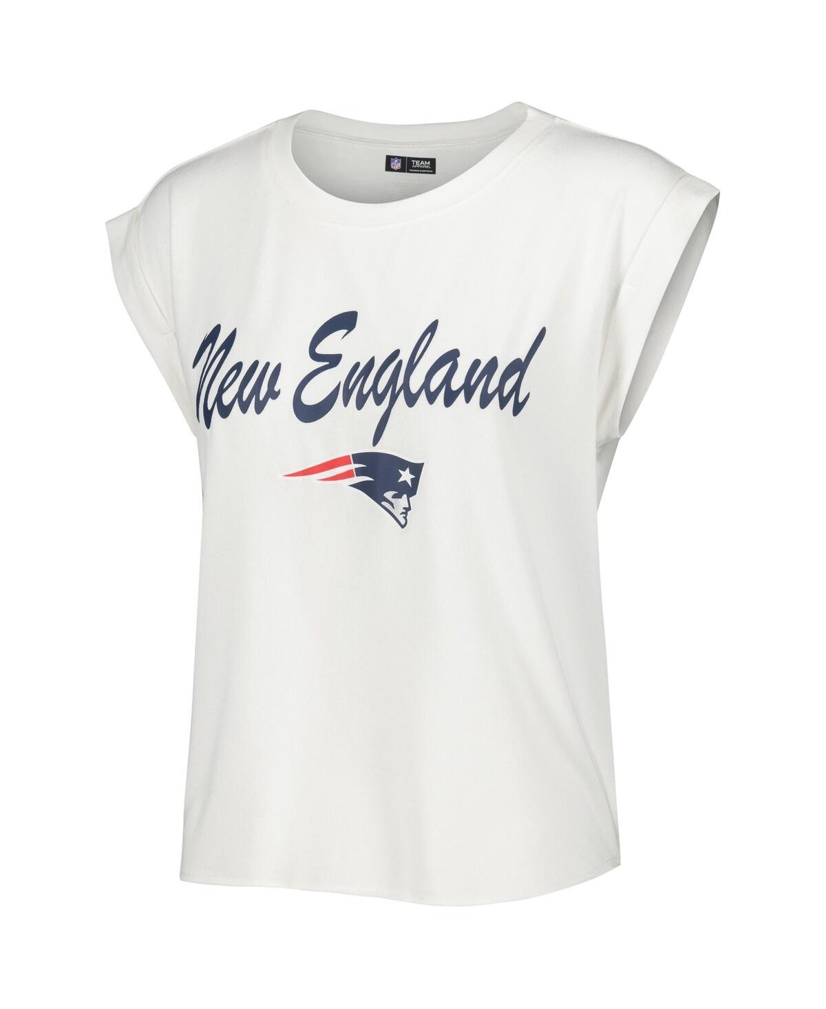 Shop Concepts Sport Women's  White, Cream New England Patriots Montana Knit T-shirt And Shorts Sleep Set In White,cream