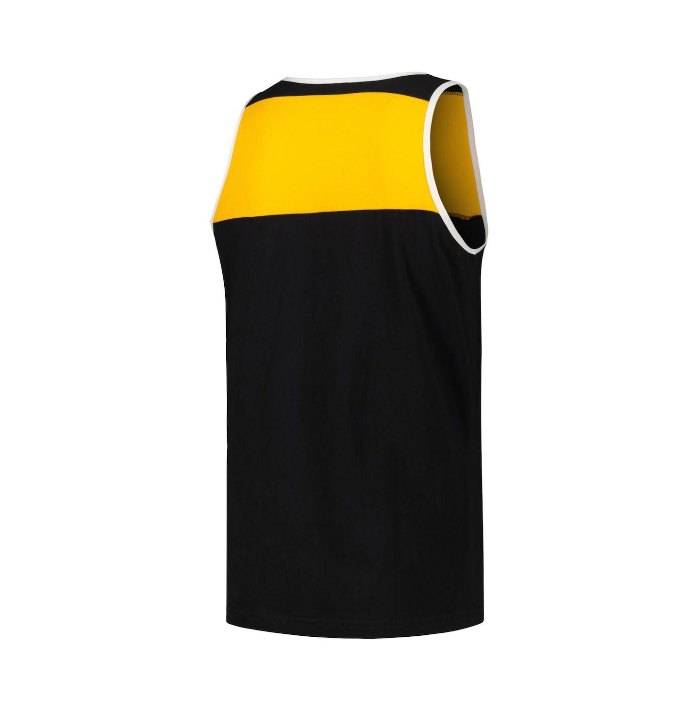Мужской топ Mitchell & Ness Black and Gold Pittsburgh Steelers Heritage Colorblock — фото 3