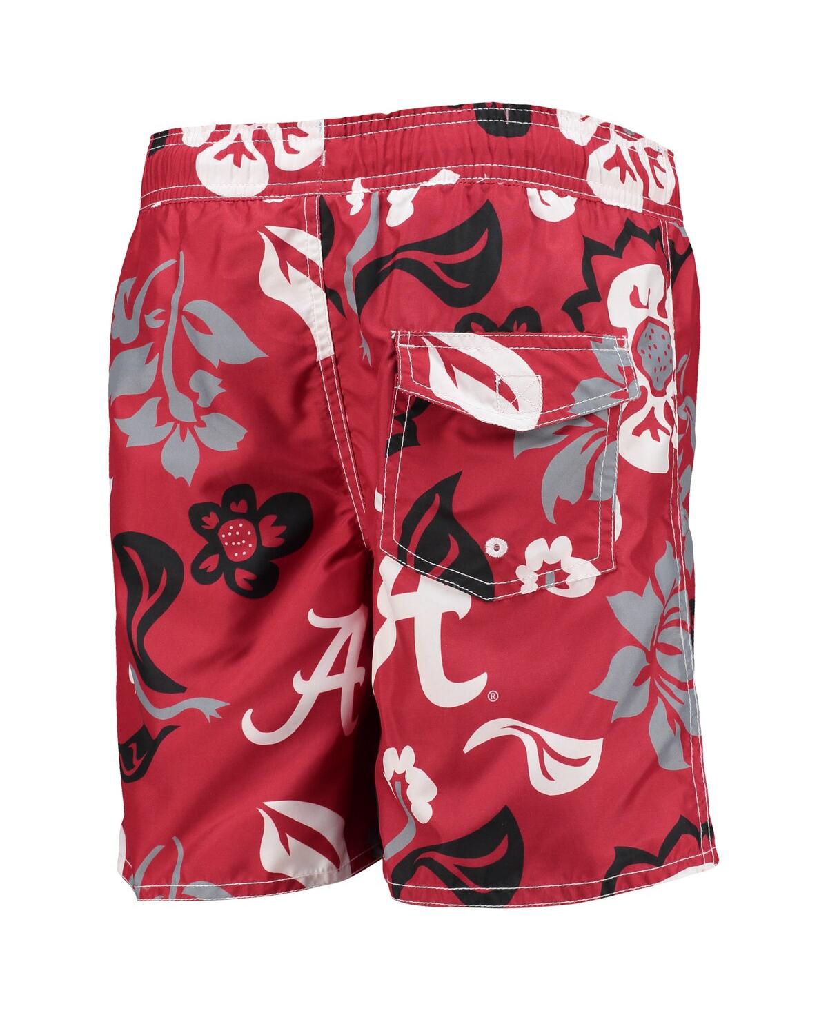 Shop Wes & Willy Big Boys  Crimson Alabama Crimson Tide Floral Volley Swim Trunks