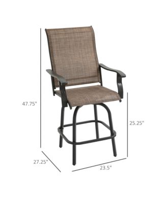 Set of 2 Outdoor Swivel Bar Stools for Backyard Balcony Poolside,