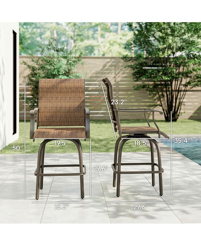Outsunny Set of 2 Outdoor Swivel Bar Stools with Armrests, Bar Height