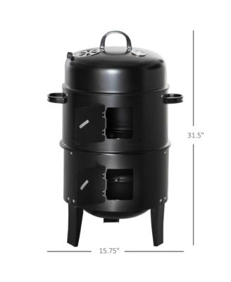 3-In-1 Outdoor Charcoal BBQ Smoker and Grill with 2 Cooking Racks