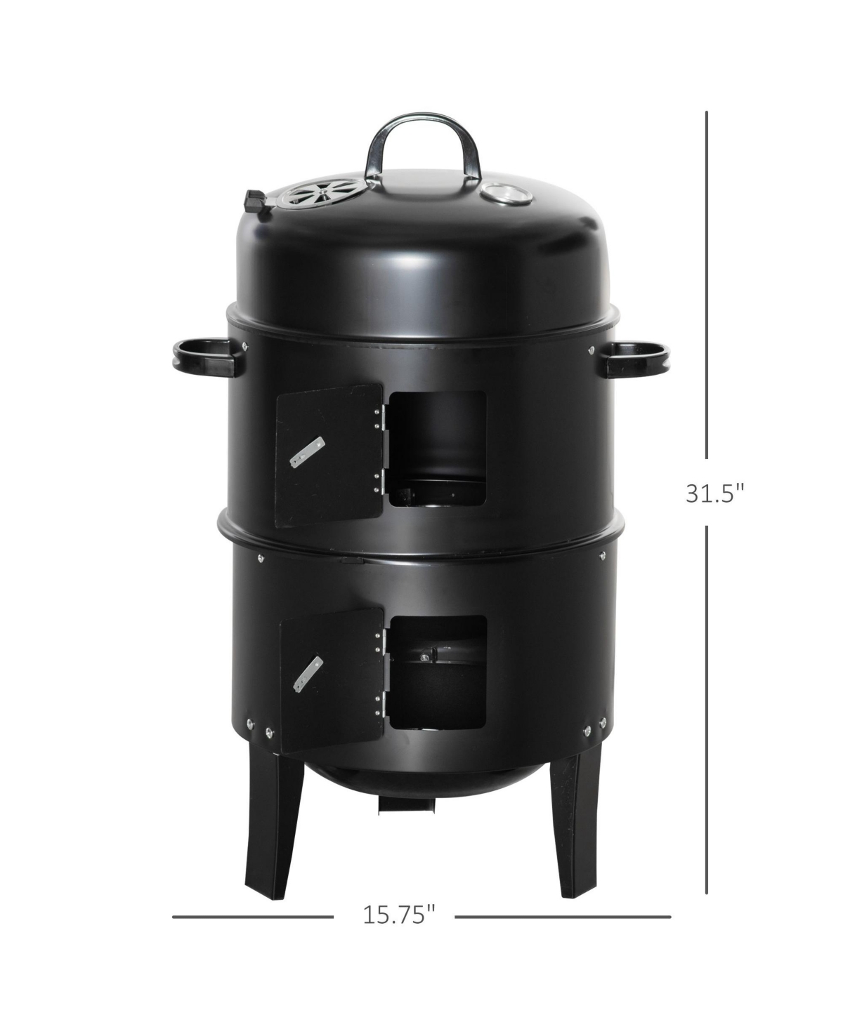 Outsunny Vertical Charcoal Bbq Smoker, 3-in-1 16