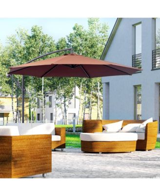 Outdoor Crank Umbrella Deck Sun Protection Shade Canopy w/ Stable Base