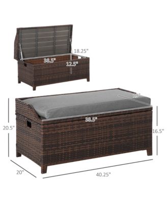 PE Rat Patio Storage Bench w/ Interior Waterproof Cloth Bag,