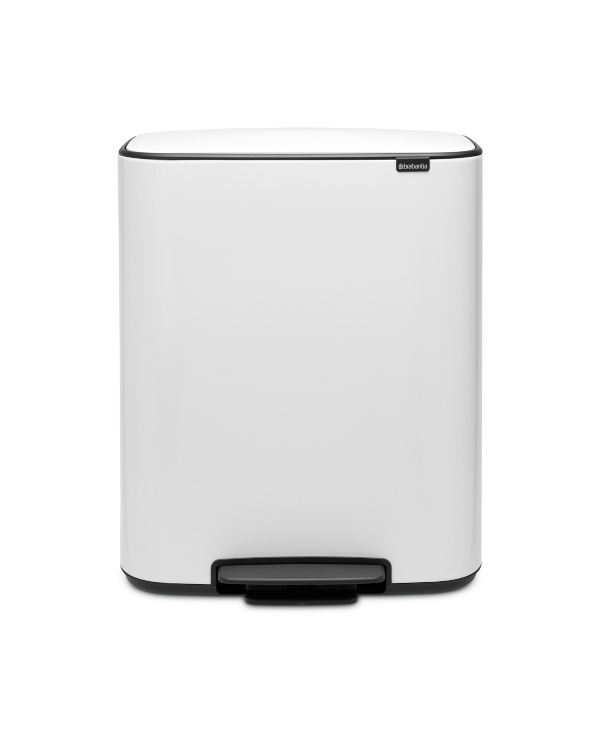 Brabantia Bo Step On Dual Compartment Trash Can, 2 X 8 Gallon, 2 X 30 Liter In White