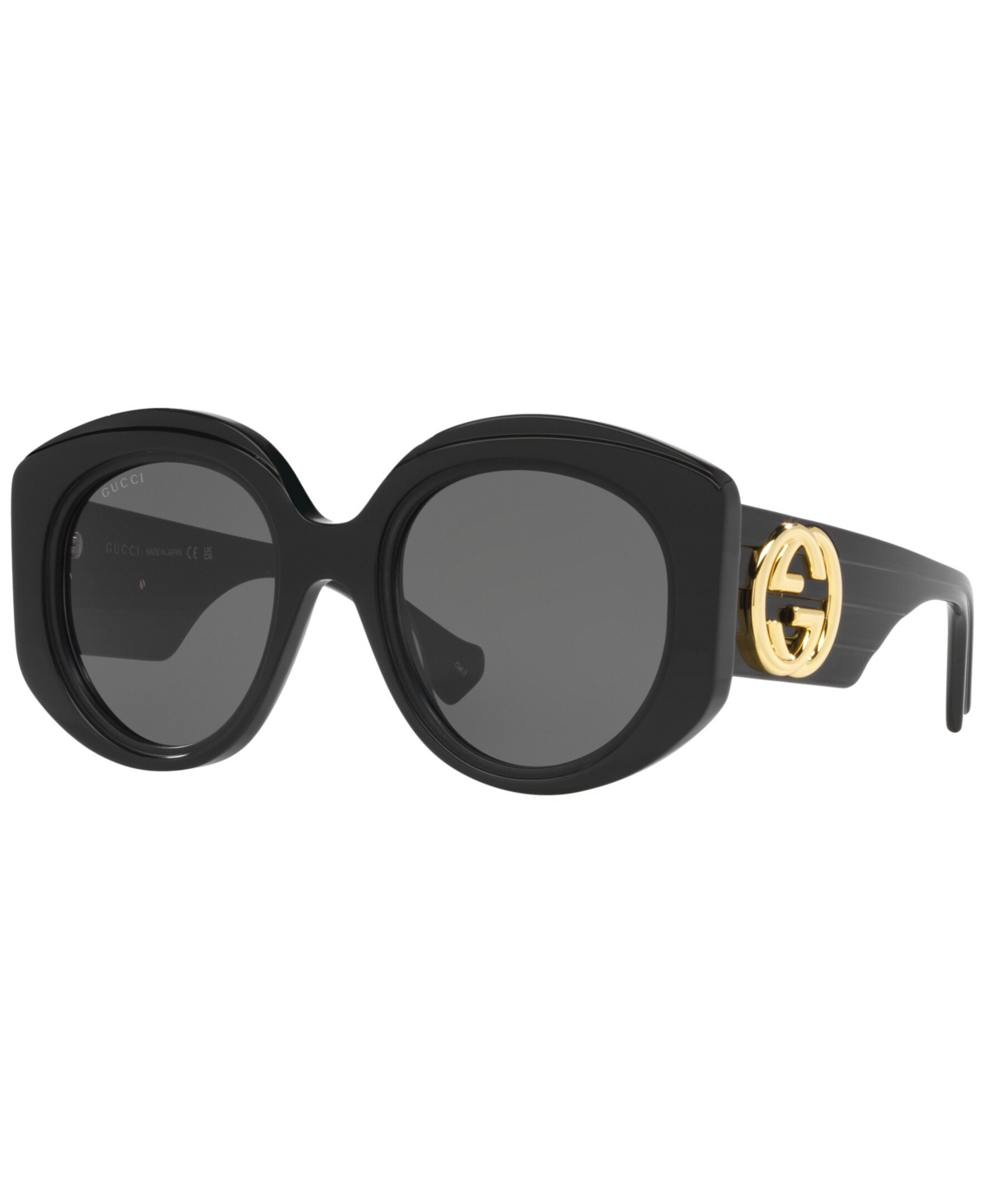 Gucci Grey Round Ladies Sunglasses Gg1308s 001 53 In Black / Grey