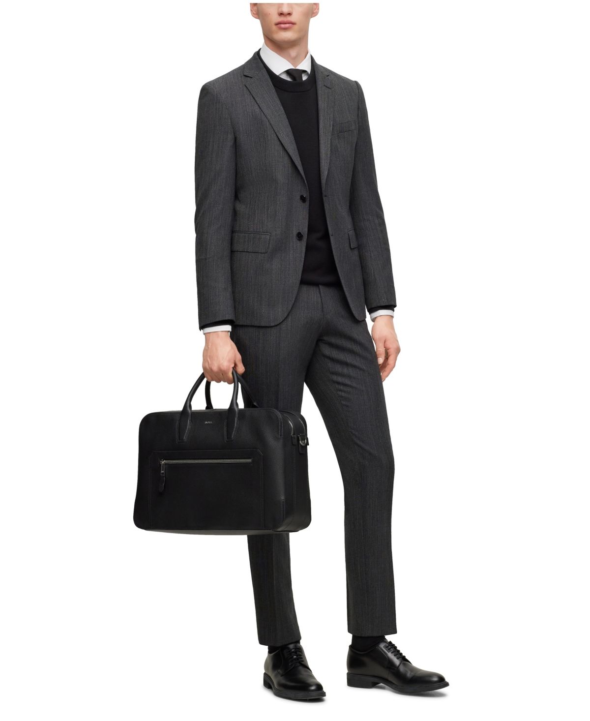 Hugo Boss Boss By  Men's Micro-patterned Two-piece Slim-fit Suit In Black