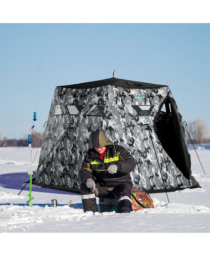 Outsunny 4 Person Insulated Ice Fishing Shelter 360Degree View, PopUp