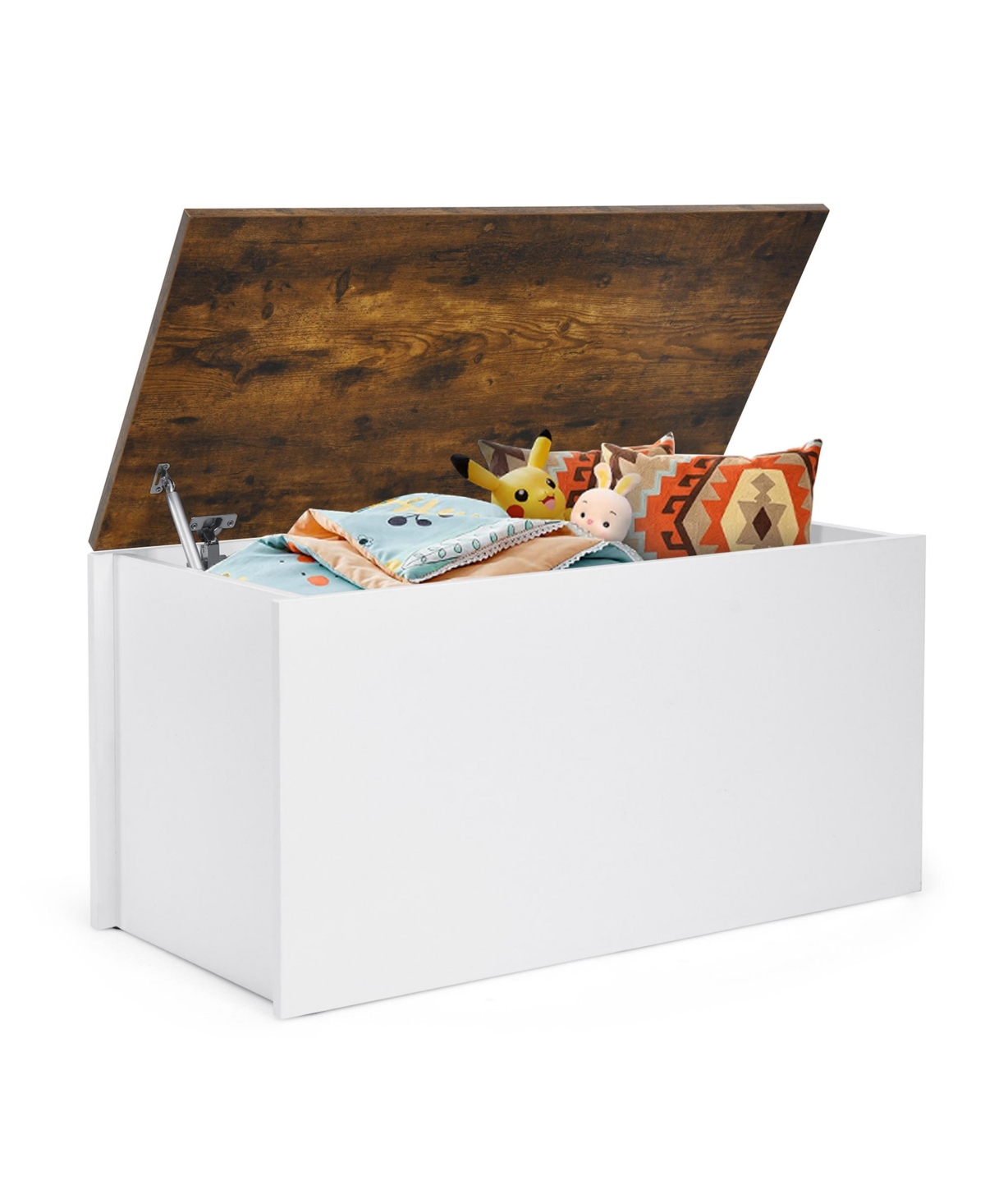 Flip-top Storage Chest Lift Top Storage Bench Wooden Deck Box Toy Box - White