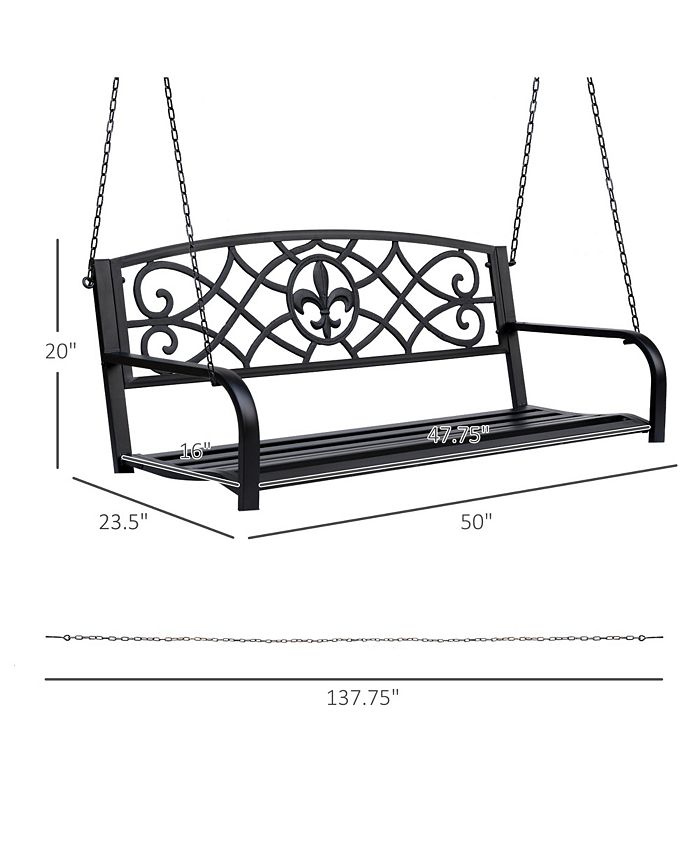 Outsunny 2Person Porch Swing, Hanging Steel Patio Swing, Outdoor Swing