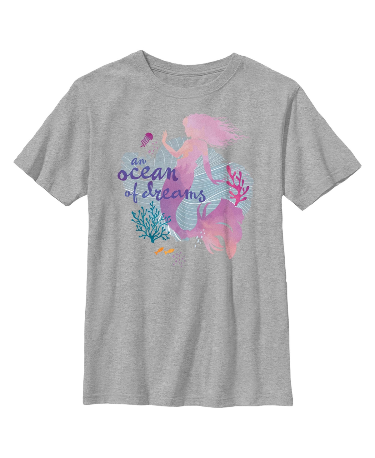 Disney Boy's The Little Mermaid Ariel Silhouette An Ocean Of Dreams Child T-shirt In Athletic Heather
