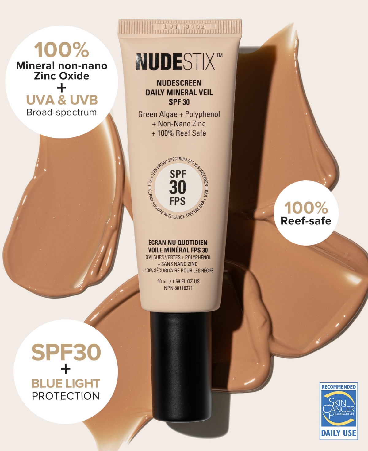 Nudestix Nudescreen Daily Mineral Veil Spf 30, oz. -- (natural medium tint)