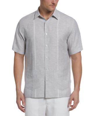 Cubavera - Men's Big & Tall Cross-Dyed Embroidered Panel Button-Down Guayabera Shirt