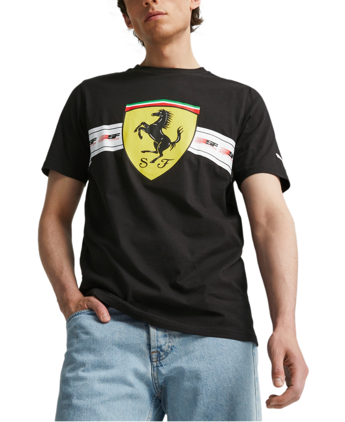 Puma Men's Ferrari Race Heritage Big Shield T-shirt In  Black