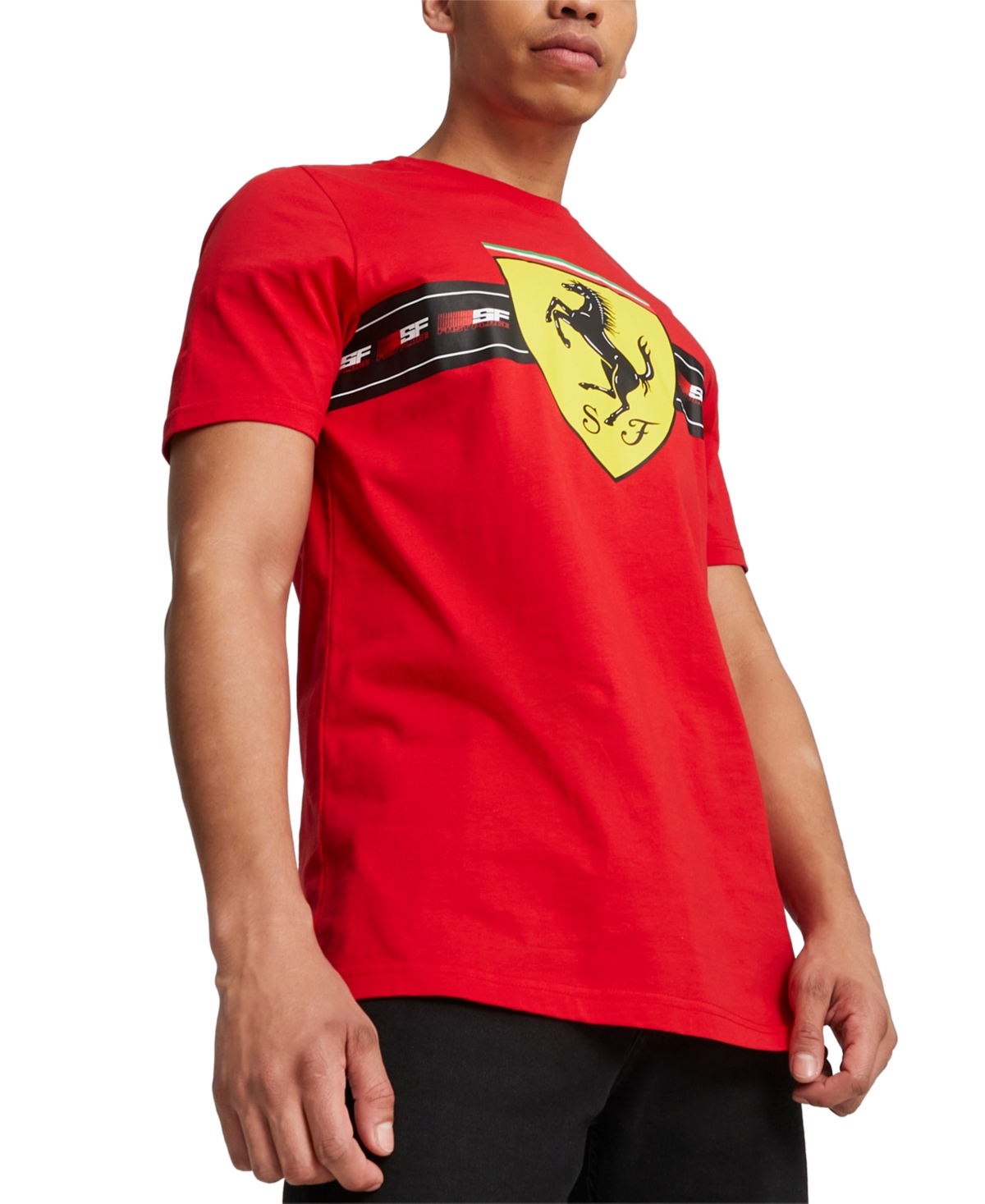 Puma Men's Ferrari Race Heritage Big Shield T-shirt In Rosso Corsa