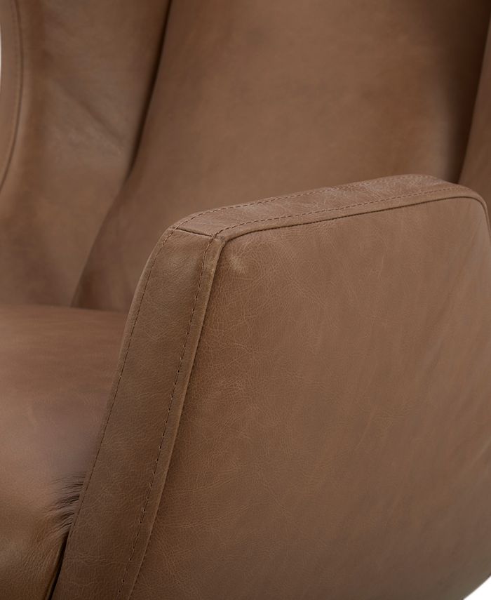 Furniture Adney 31" Leather Swivel Accent Chair, Created for Macy's