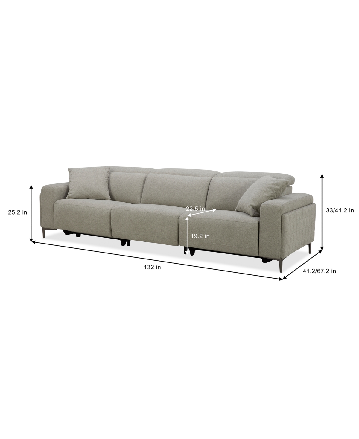Closeout! Adney 3 Pc Zero Gravity Fabric Sectional with 2 Power Recliners, Created for Macy's