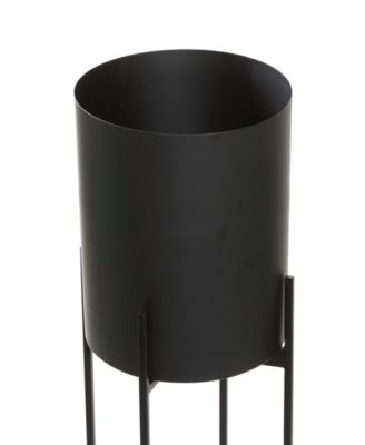Black Metal Indoor Outdoor Planter with Removable Stand Set of 2 