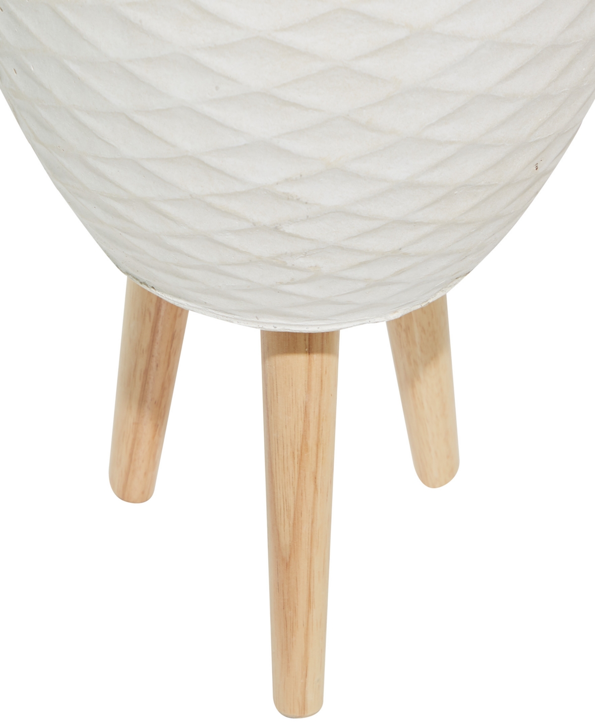 Rosemary Lane White Ceramic Indoor Outdoor Planter With Wood Legs Set Of 2 In White