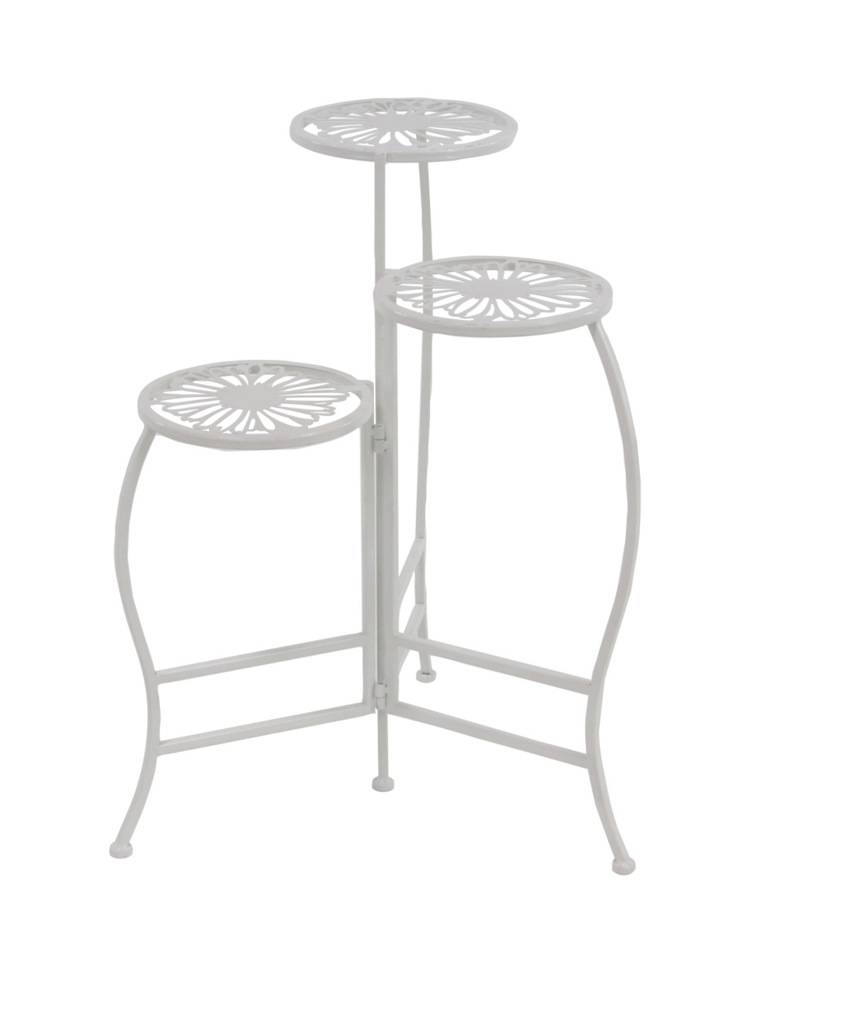 Metal Indoor Outdoor 3 Tier Floral Plant Stand - White