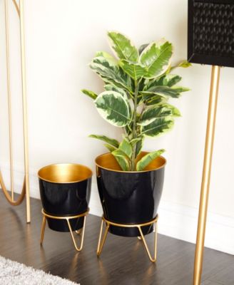 Metal Indoor Outdoor Planter with Removable Stand Set of 2