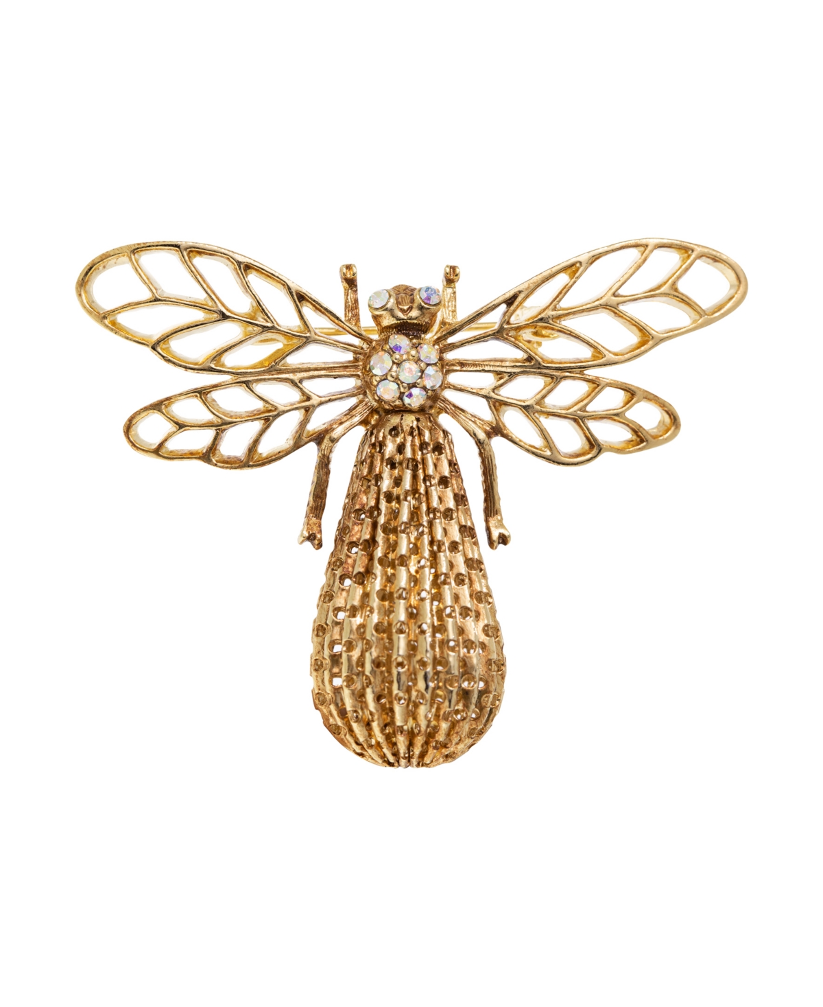 2028 Crystal Filigree Bee Pin In Gold