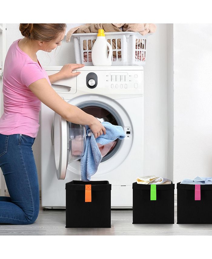 Welaxy 3 Piece Collapsible Square Storage Bins with Assorted Colored