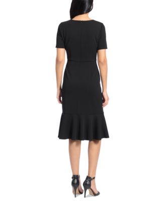 Women's Twisted Flounce-Hem Midi Dress