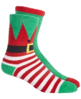 Charter Club Women's 2-Pack Holiday Fuzzy Butter Socks - Elf Stripe