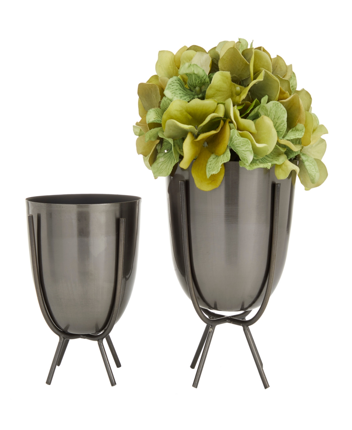 Metal Small Planter with Removable Stand Set of 2 - Silver