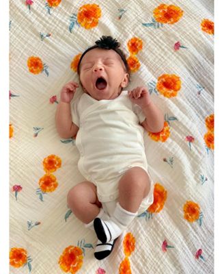 Baby GOTS Certified Organic Cotton Muslin Swaddle, Marigold