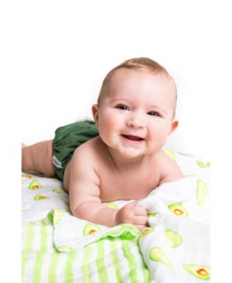 Certified Organic Muslin Four-Layer Reversible All Season Snug Blanket, Avocado