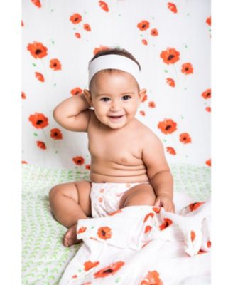 Certified Organic Muslin Four-Layer Reversible All Season Snug Blanket, Poppy