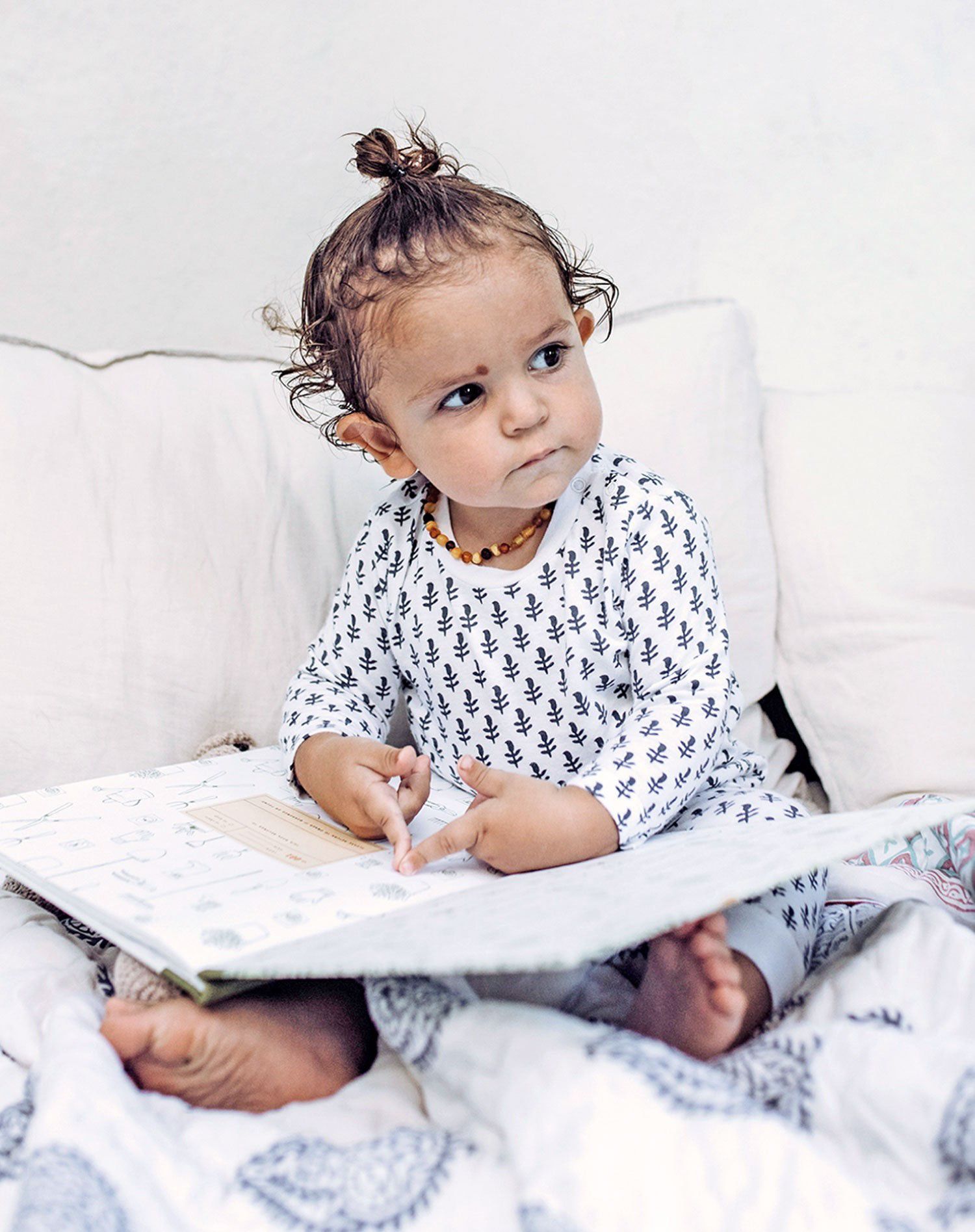 Organic Cotton 2PC Pajama Set, Erawan (Grey & White)