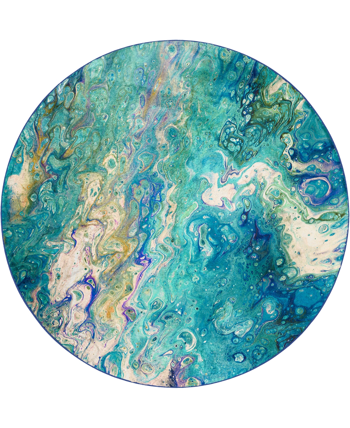 D Style Splash Spl4 8' X 8' Round Area Rug In Turquoise