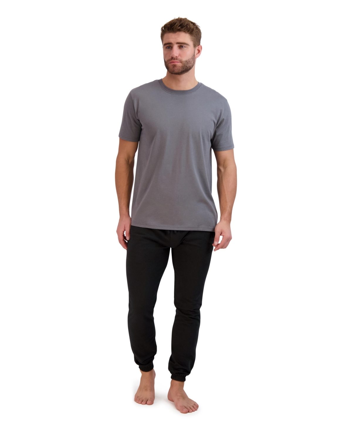 HANES MEN'S SOLID T-SHIRT & FRENCH TERRY JOGGERS PAJAMA SET