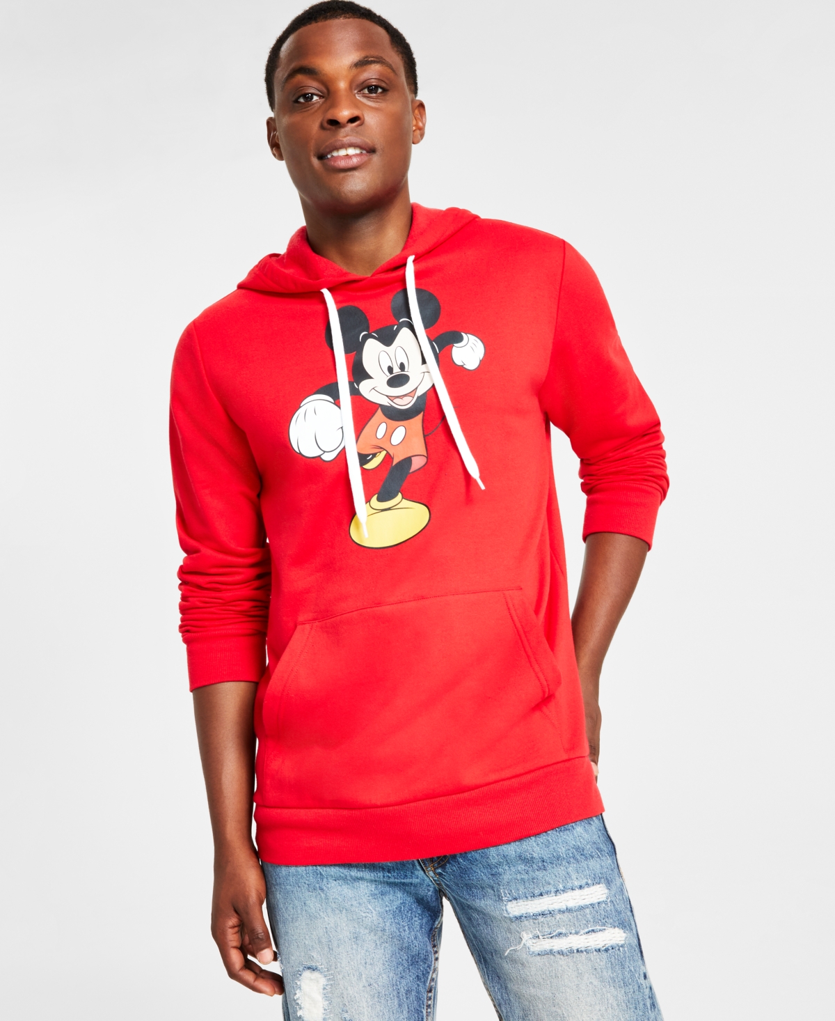 Men's Mickey Oh Boy He Coming Graphic Hoodie - Red
