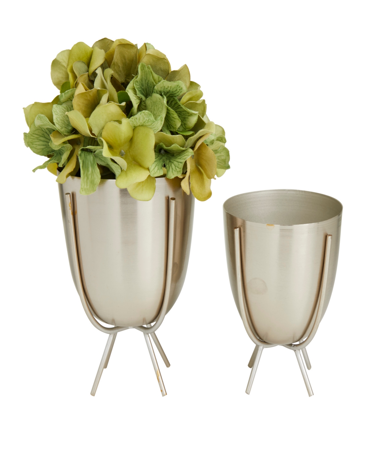 Cosmoliving Metal Small Planter With Removable Stand Set Of 2 In Silver
