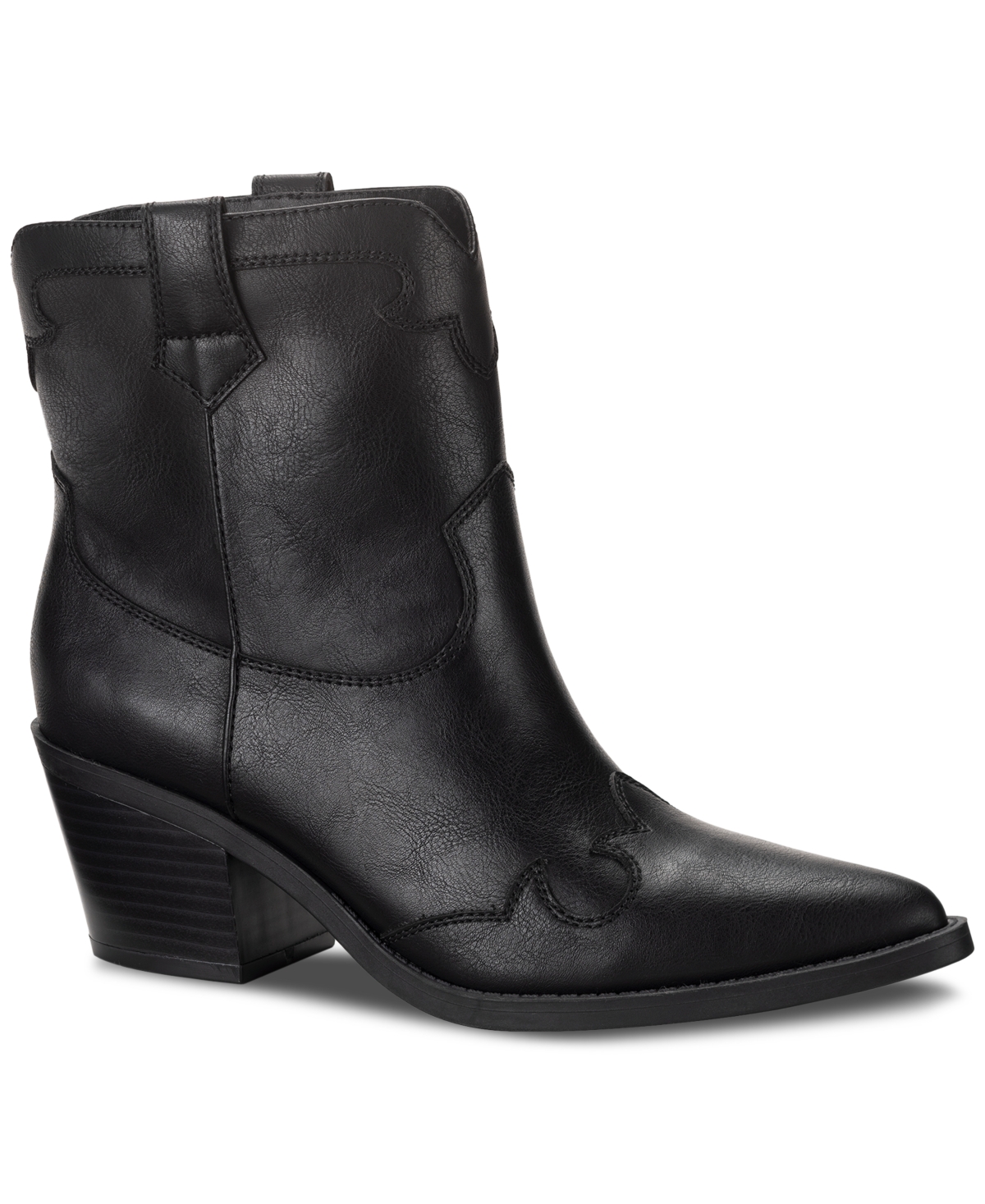 Sun + Stone Women's Brennaa Western Stitching Cowboy Booties, Created For Macy's In Black