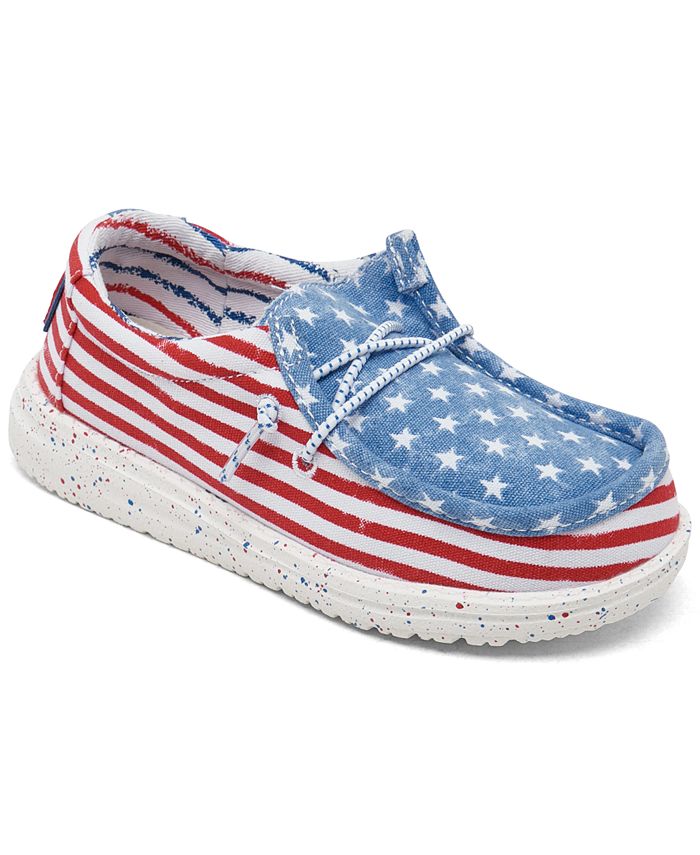 Hey Dude Toddler Kids Wally Patriotic Casual Moccasin Sneakers