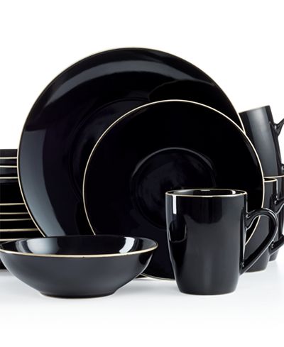 Thomson Pottery Nevada Black 16-Pc. Set, Service for 4