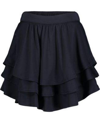Big Girls Uniform Pindot Mesh Ruffle Scooter Skorts