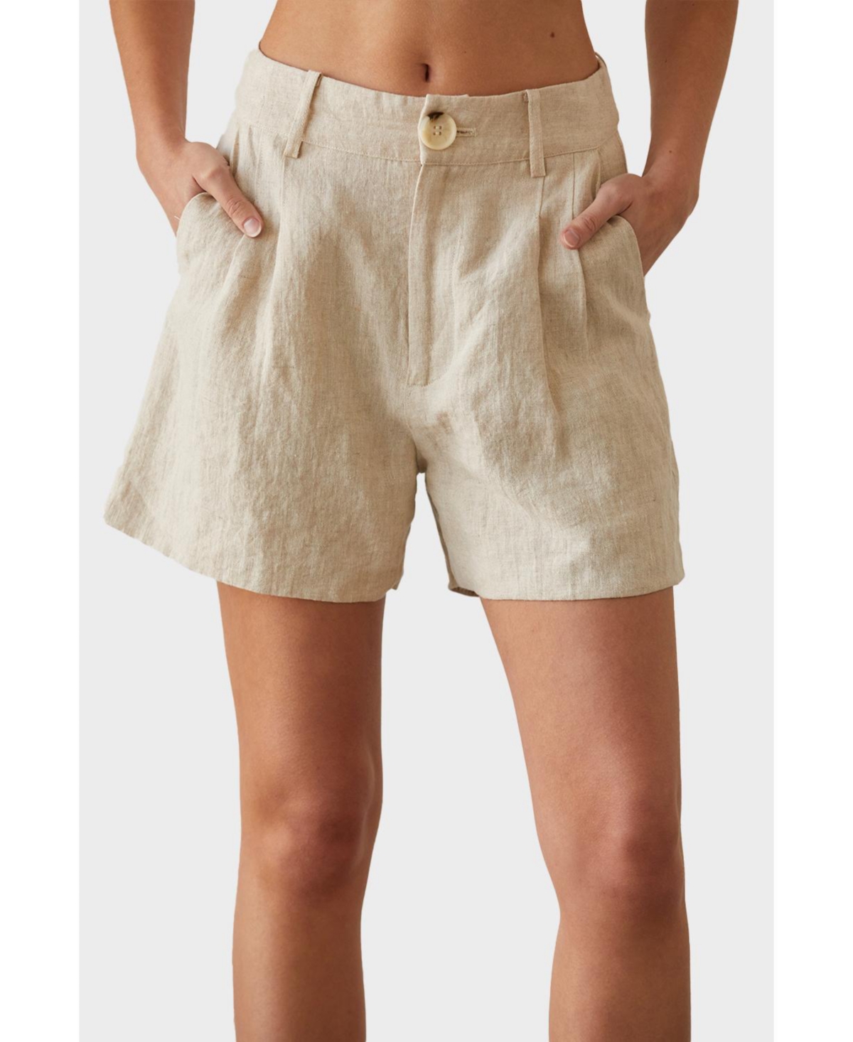 Women's Hanson Flax Linen Shorts - Natural + oatmeal
