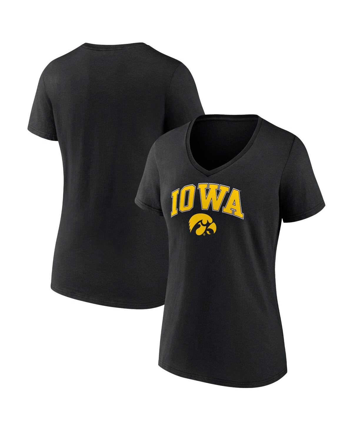 Fanatics Women's  Black Iowa Hawkeyes Evergreen Campus V-neck T-shirt In Black