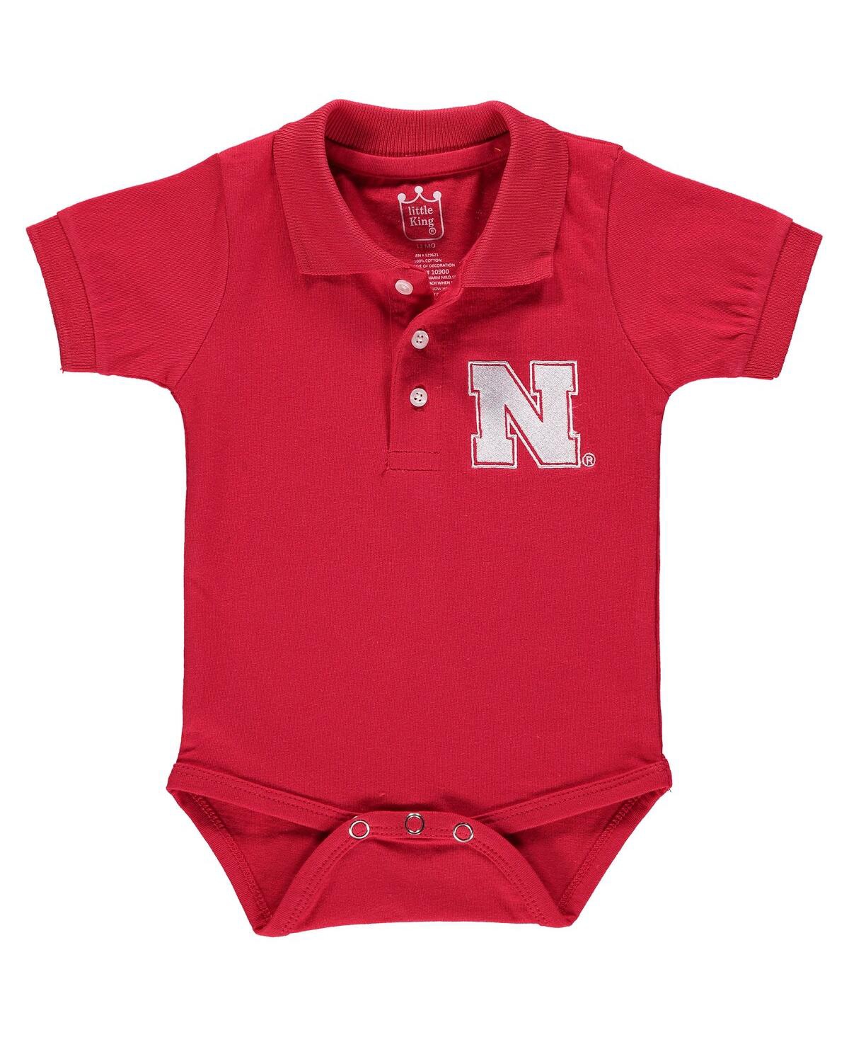 Shop Little King Apparel Infant Boys And Girls Scarlet Nebraska Huskers Polo Bodysuit