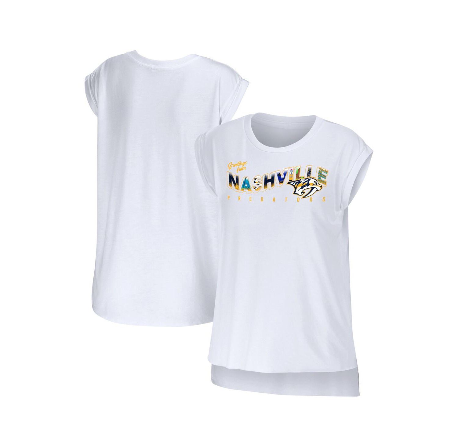 Women's White Nashville Predators Greetings From Muscle T-shirt