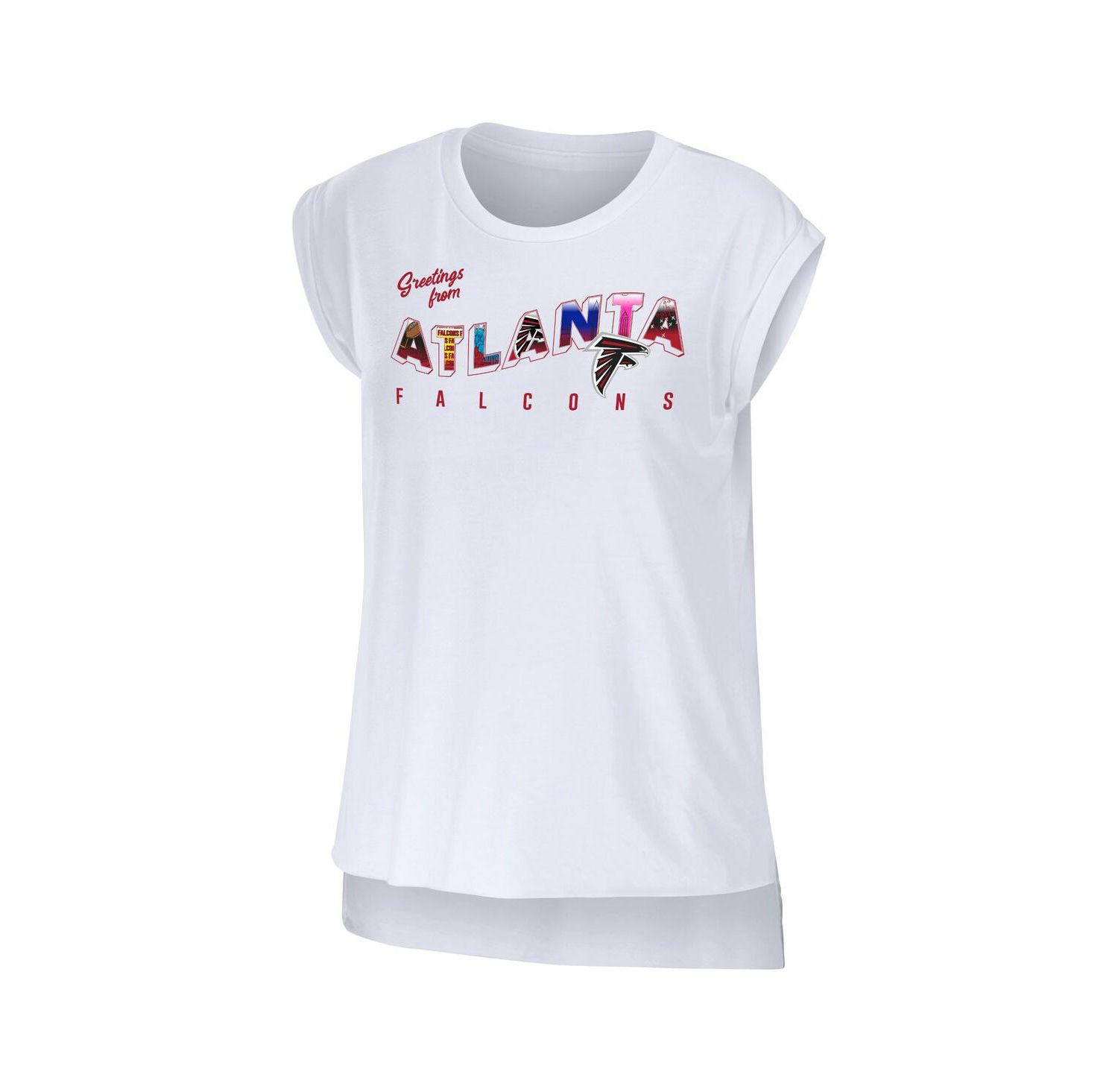 Women's White Atlanta Falcons Greetings From Muscle T-shirt