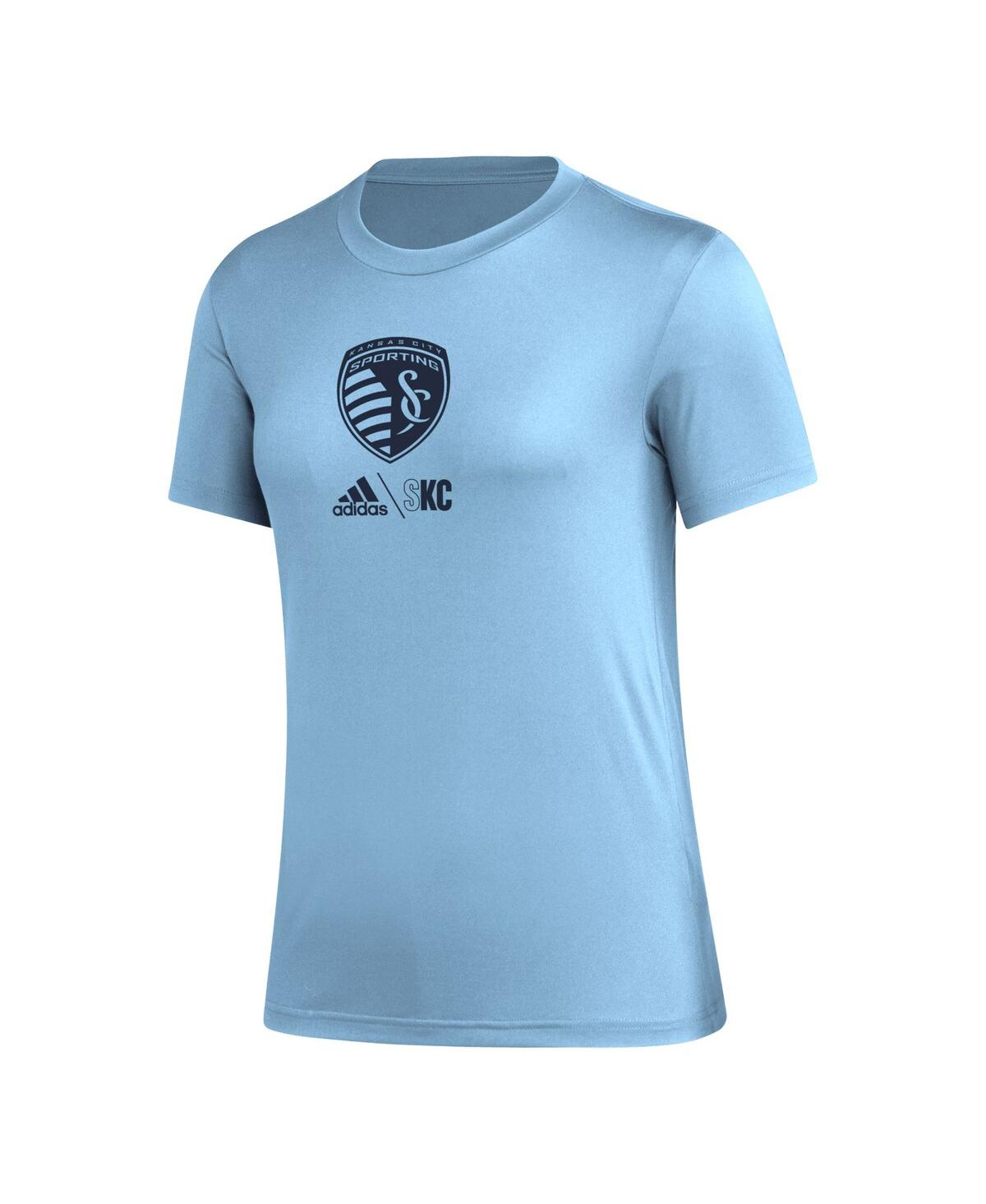 Shop Adidas Originals Women's Adidas Light Blue Sporting Kansas City Aeroready Club Icon T-shirt
